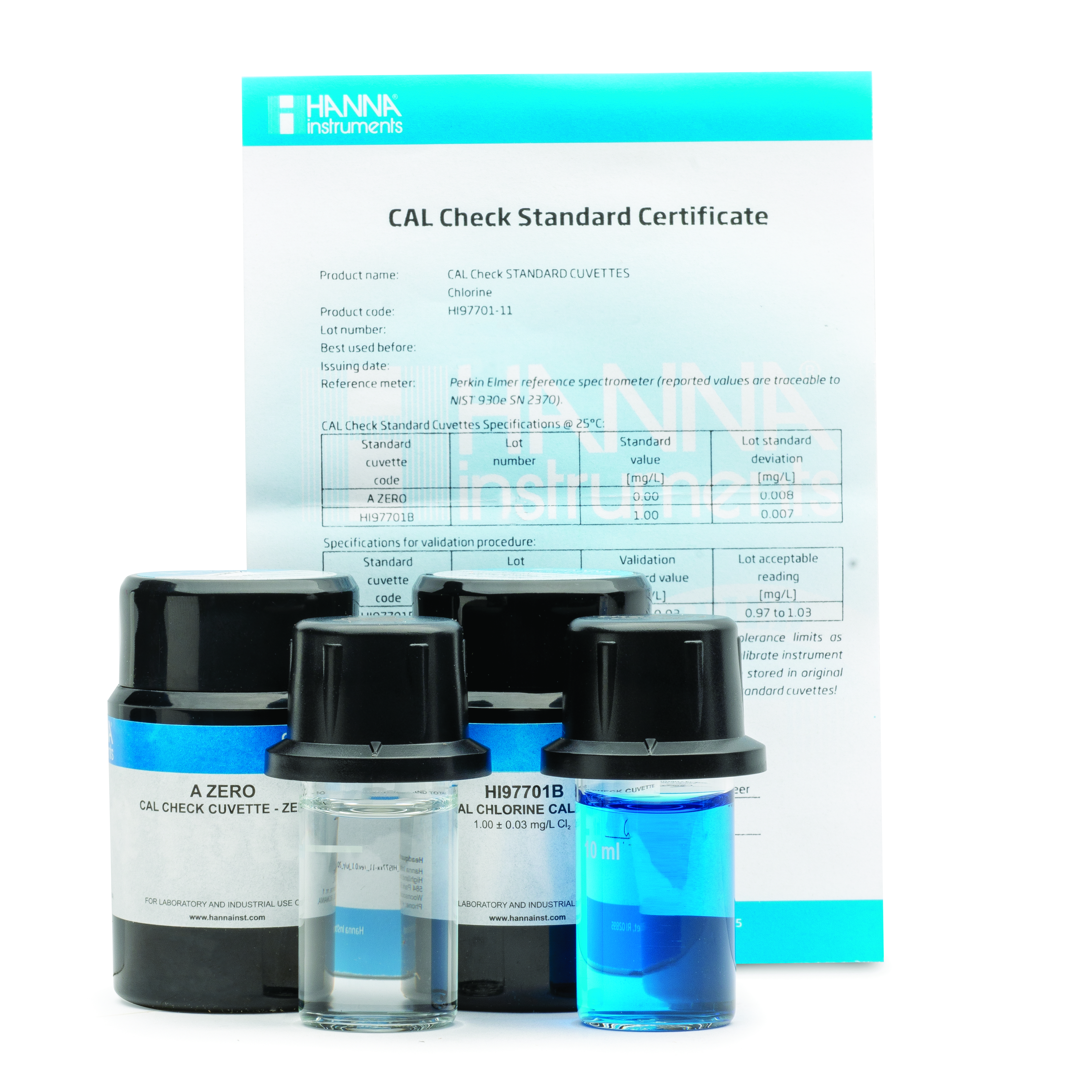 CAL Check  Chlor frei Kalibrier-Set für HI97701 CAL Check  Chlor frei Kalibrier-Set für HI97701