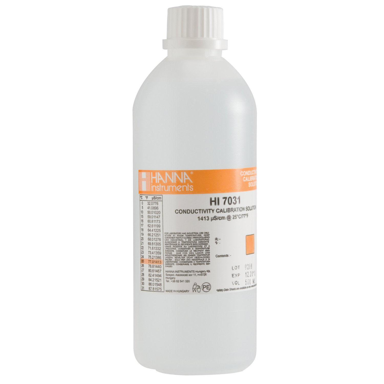 Kalibrierlösung Leitfähigkeit 1413 µS/cm, mit Zertifikat, 500mL-Flasche