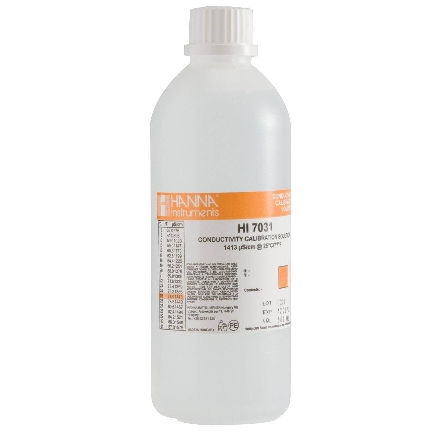 HI7031LC Kalibrierlösung Leitfähigkeit 1413 µS/cm, mit Zertifikat, 500mL-Flasche