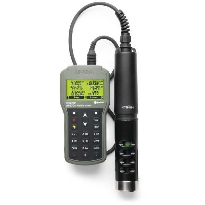 Das HI98494 Portables Multiparameter- pH/EC/OPDO®-Messgerät mit Bluetooth®-Technologie