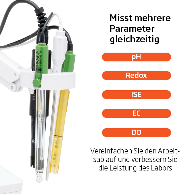 HI6542P-02: HI6000-Kit mit pH/Redox/ISE- und DO-Modul mit polarographischer Sonde