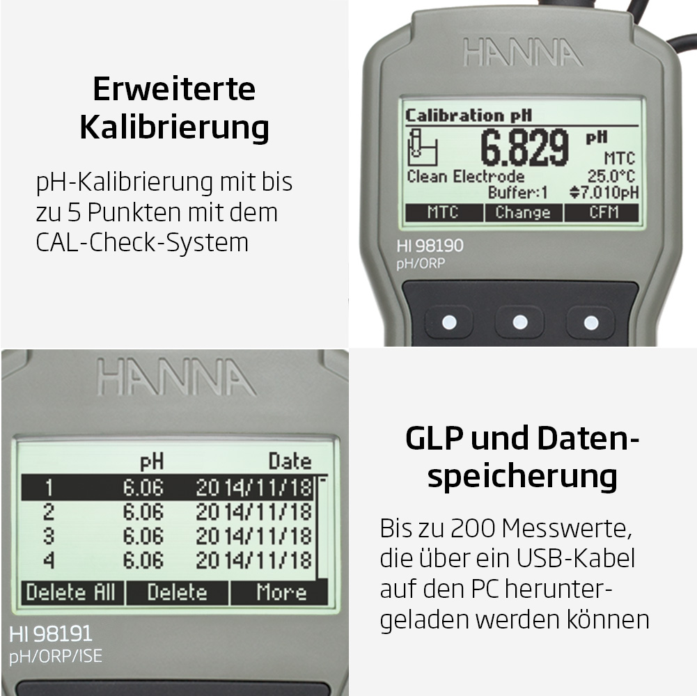 Professionelles Handmessgerät für pH, Redoxpotential und ISE
