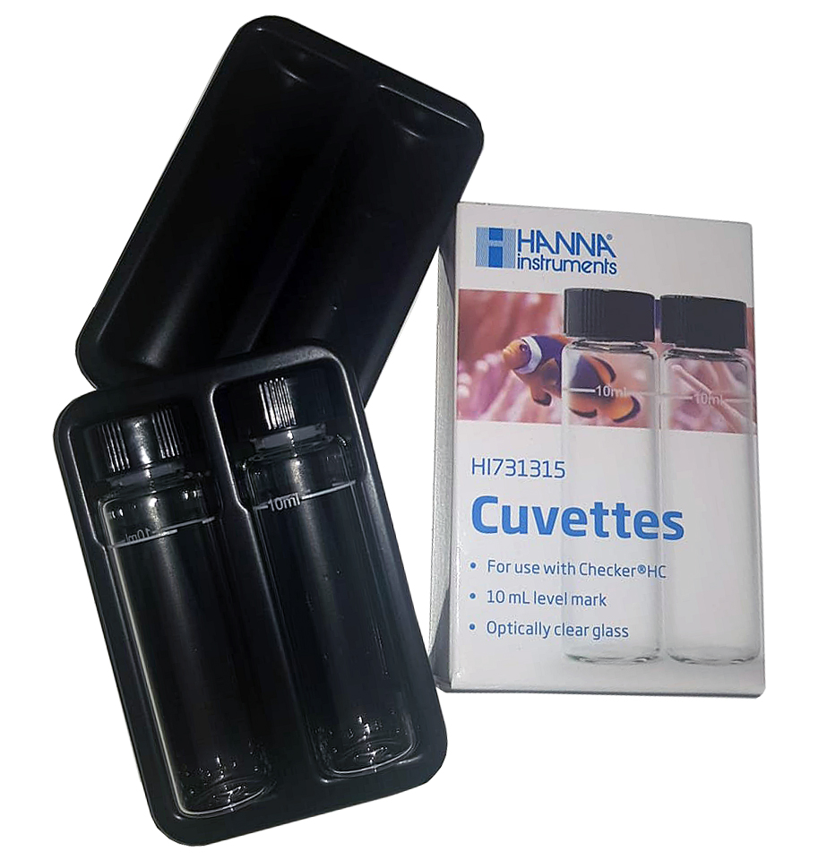 HI731315_2_ 2 Messküvetten aus Glas mit Deckel und 10mL-Markierung